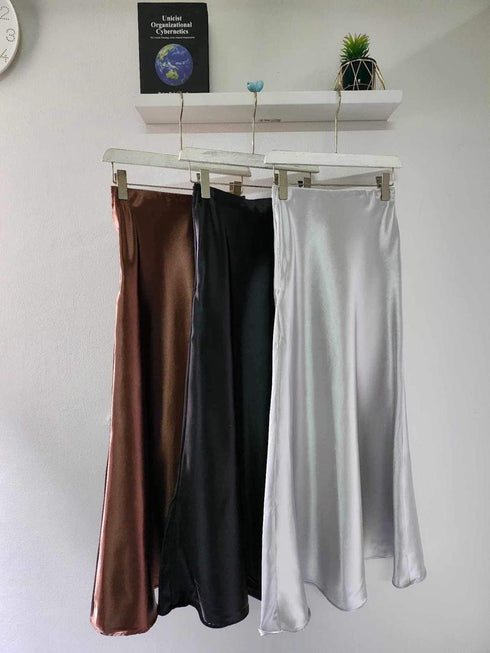 Satin A-line Long Skirt